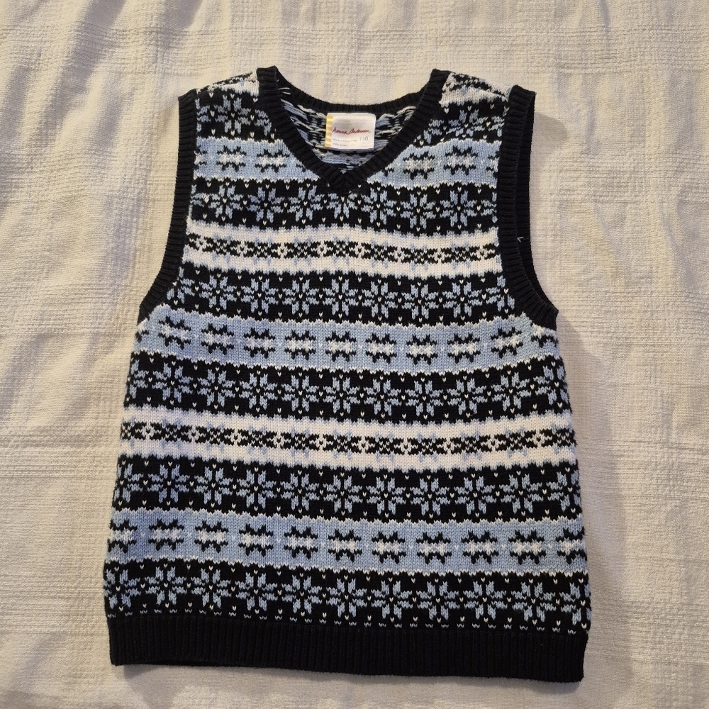 Hanna Andersson size 110 or 5 boys pullover sweater vest striped VGUC